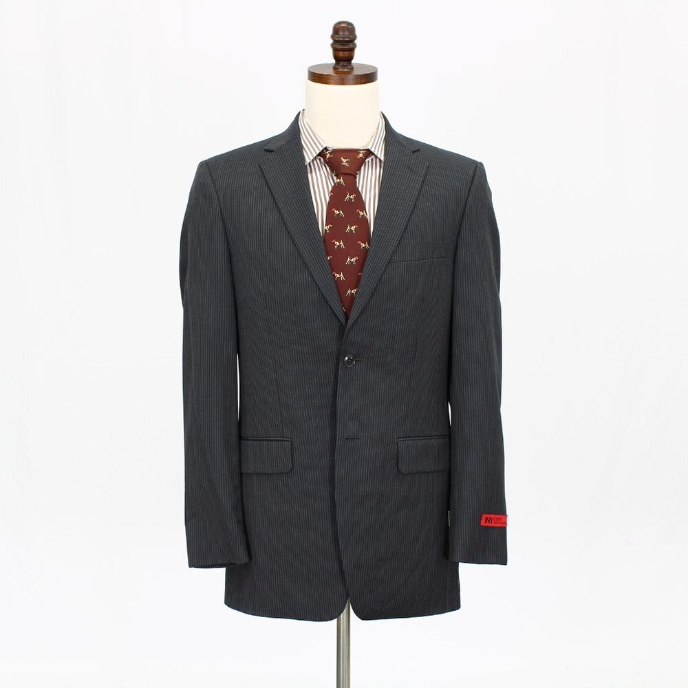 New Jones New York 38L Gray Striped 2B Sport Coat Blazer Jacket B953